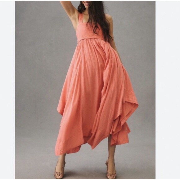 Anthropologie Dresses & Skirts - Anthropologie Pilcro Asymmetrical Babydoll Dress In Coral Fizz Parasail Medium